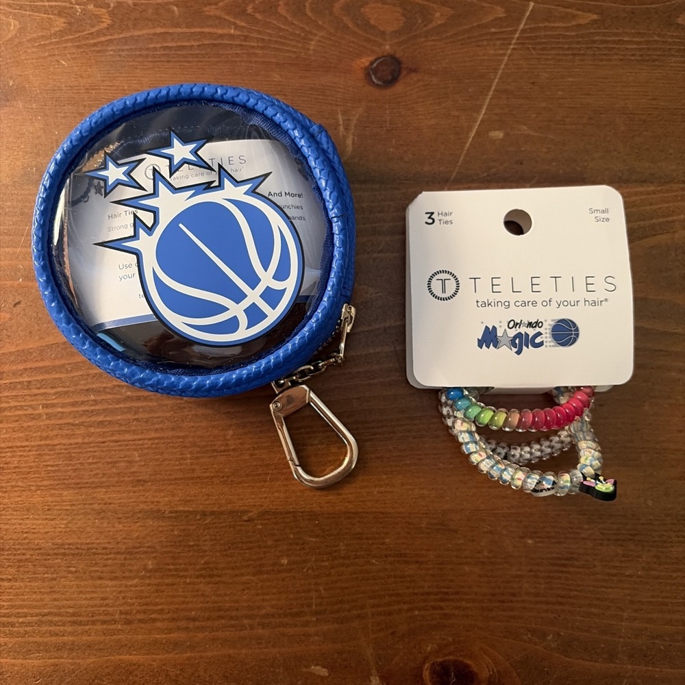ORLANDO MAGIC X TELETIES Blue Keychain Pouch w/3 Stuff The Magic Dragon Hair Tie